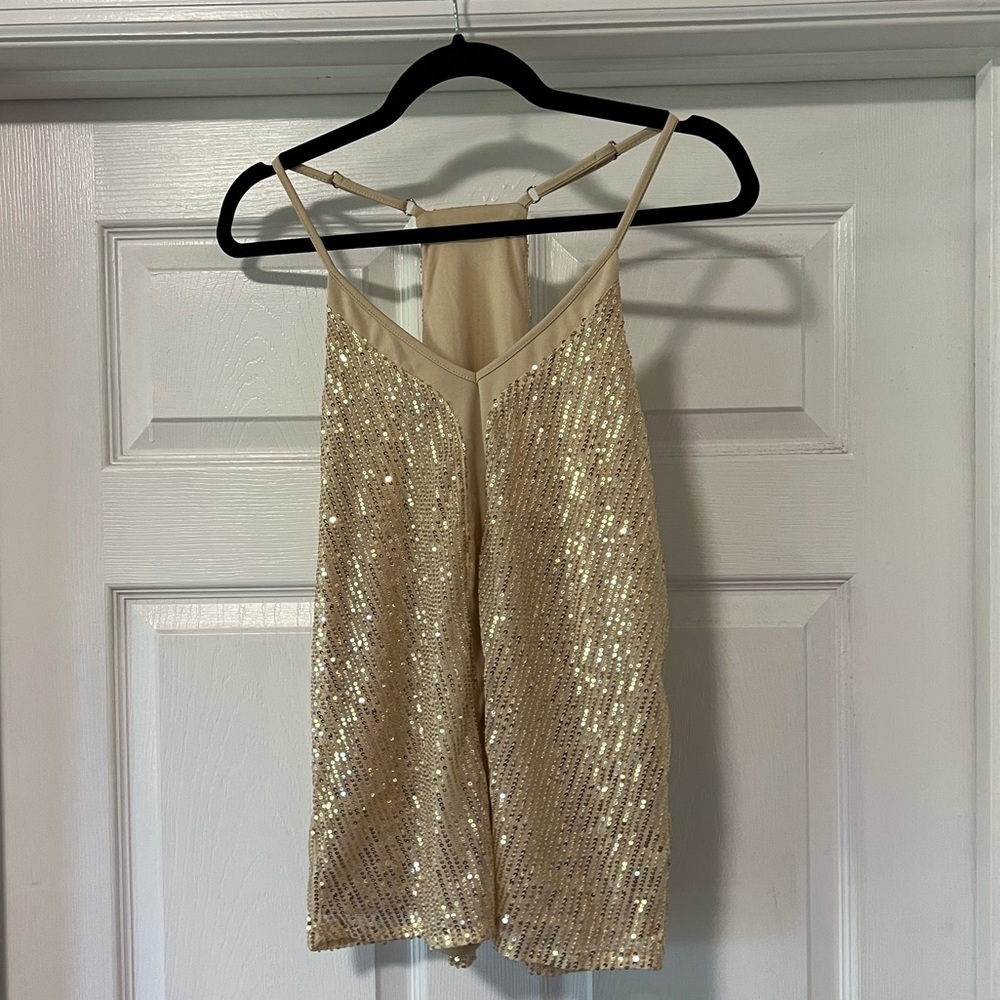 Gold Large Sequined Tank Top